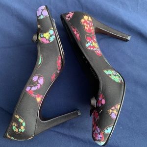 Stuart Weitzman Women Heels Shoes Sz 8 Black Floral Bow High Classic Business